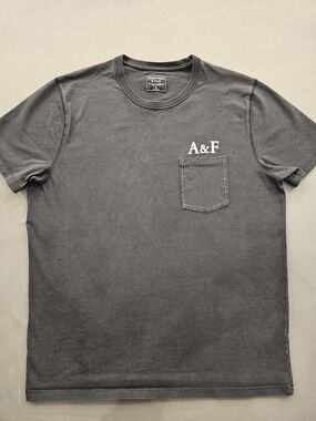 Abercrombie & Fitch Charcoal Grey Logo Pocket Tee